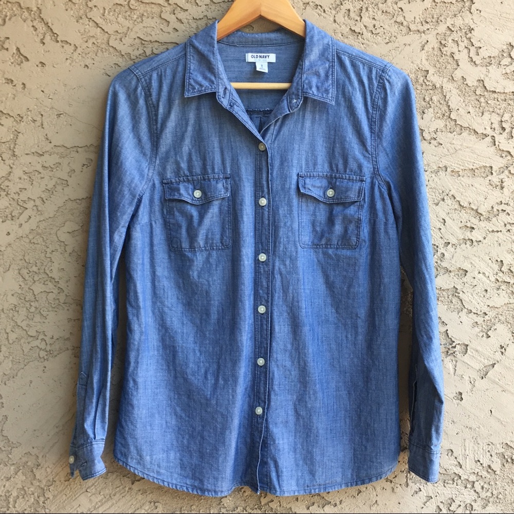 OLD NAVY Chambray Button Down Long Sleeve Shirt M